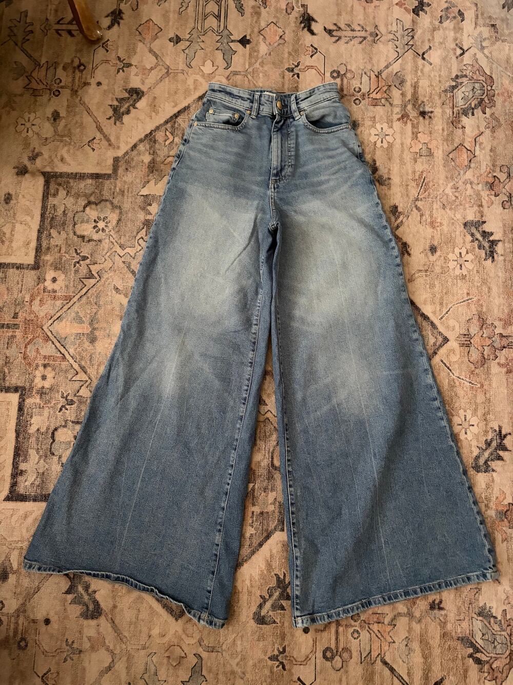 DL1961 Lucila Ultra High Rise Wide Leg Jeans Wythe Wash Womens 25 Denim